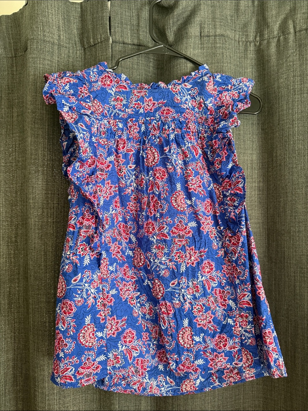 Loft Blue Floral Ruffle Sleeve Dress